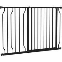 PawHut Wide Dog Safety Gate, with Door Pressure, for Doorways, Hallways, Staircases - Black