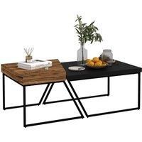 Industrial Coffee Table Set of 2, Geometric Coffee Tables for Living Room