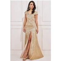 Bardot Sequin Pleated Maxi Dress