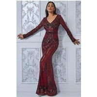Sequin & Mesh Embroidered Maxi