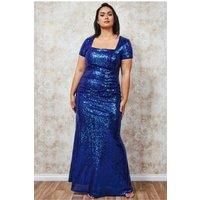 Sequin Portrait Neckline Maxi Dress