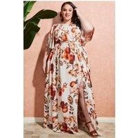 Plus Wrap Back Flutter Sleeve Maxi