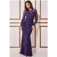 Long Sleeve Sequin Flame Maxi Dress