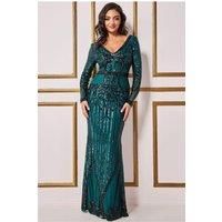 Sequin & Mesh Embroidered Maxi