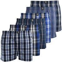 Kandor woven cotton mens boxers – multi pack of 6, loose fit boxer shorts for men, classic plaid men’s underpants, comfortable underwear trunks multipack, breathable under pants (M, DAXHE)