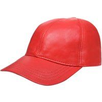 Infinity Leather Unisex Real Nappa Leather Adjustable Golf Snapback Plain Baseball Cap Hat in Red