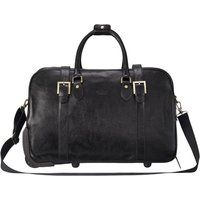 Infinity Leather Genuine Leather Wheeled Holdall Duffle Travel Cabin Bag - Holt in Black