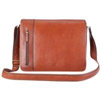 Infinity Leather Genuine Leather Laptop Satchel Messenger Shoulder Bag - Astor in Tan