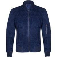 Mens Navy Blue Goat Suede Bomber Jacket Real Genuine Leather MA-1 Varsity Retro