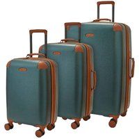 Rock Luggage Hard Shell Classic Green Cabin Suitcase Set 4 Wheel Luggage Trolley