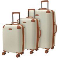 Infinity Leather Carnaby ABS Hard Shell Classic Suitcase Cabin Luggage in Cream | Size: Medium