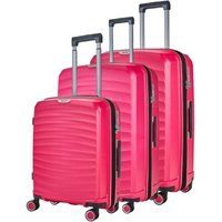 Infinity Leather Sunwave Hard Shell Suitcase Luggage Trolley Cabin in Pink | Size: Large