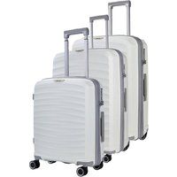 Infinity Leather Sunwave Hard Shell Suitcase Luggage Trolley Cabin in White | Size: Medium