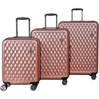 Infinity Leather Hard Shell Suitcase Luggage Bag in Pink | Size: Small