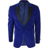 Mens Blue Velvet Tuxedo Suit Jacket Tailored Dinner Blazer Shawl Lapel Smart