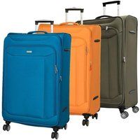 Infinity Leather Soft Cabin Suitcase 55 x 40 x 20 cm Nylon 900D Suitable for Easyjet, Ryanair in Khaki