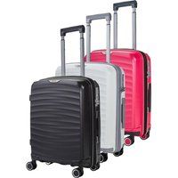 Infinity Leather Sunwave Cabin Suitcase 54 x 40 x 22 cm Hard Shell Luggage Carry On Easyjet, Ryanair, Jet 2 in White