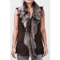 Infinity Leather Women's Toscana Sheepskin Long Gilet-Sorocaba in Light Brown | Size: 12