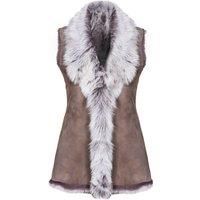 Infinity Leather Women's Toscana Sheepskin Long Gilet-Sorocaba in Taupe | Size: 12