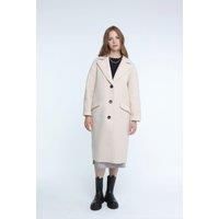Elle Ladies Beatrix Faux Boiled Wool Coat in Cream XL