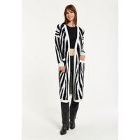 Longline Cardigan In Black And White Zebra Pattern
