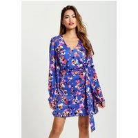 Multicolour Abstract Dot Print Mini Wrap Dress