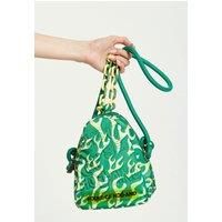 Mint Green Flame Bag With Quilted Logo And Chain Detail