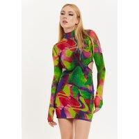Abstract Multicolour Print Mini Dress