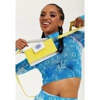 Small Crossbody Bag In Yellow And White With Printed Logo