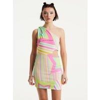 Star Print Mini Jersey Dress With Cut Out