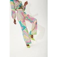 star print wide leg trousers