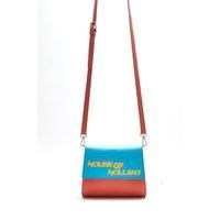 Cross Body Bag In Orange And Blue With A Printed Logo