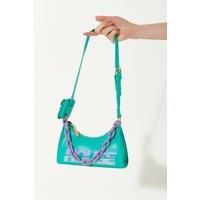 Shoulder Bag In Turquoise With 'House' Print