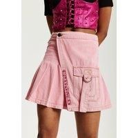 Light Pink Denim Studded Pleated Skirt