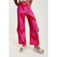 Pink and Red Cargo Pants With Side Pockets