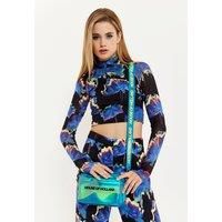 Cyber Wave Blue Metallic Crossbody Bag
