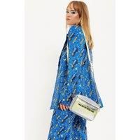 Cyber Wave Silver Metallic Crossbody Bag