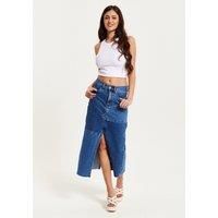Blue Denim Midi Skirt