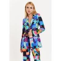 Abstract Patchwork Print Blazer