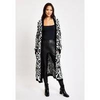 Mono Zebra And Animal Pattern Longline Cardigan