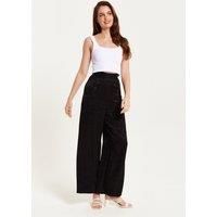 Black Animal Print Wide Leg Trousers