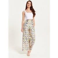 Shiny Print Wide Leg Trousers