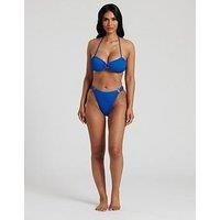 South Beach Crinkle Ring Bandeau Bikini Top - Cobalt