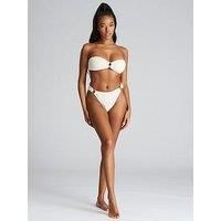 South Beach Crinkle Ring Bandeau Bikini Top - Cream
