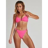 South Beach Crinkle Ring Bandeau Bikini Top - Pink