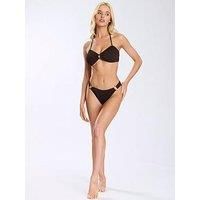 South Beach Crinkle Ring Bandeau Bikini Top - Black