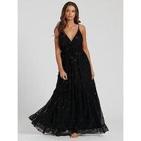 South Beach Sequin Detail Cami Maxi Dress - Black