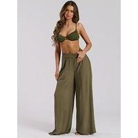 South Beach Crinkle Viscose Wide Leg Trousers
