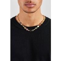 Cernucci Men's Multi Gemstone Motif Necklace - Gold - 10mm in Metallic Silver | Size: 18 inches