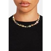 Cernucci Women's Multi Gemstone Motif Necklace - Gold Pink & Green - 10mm in Metallic Gold | Size: 18 inches